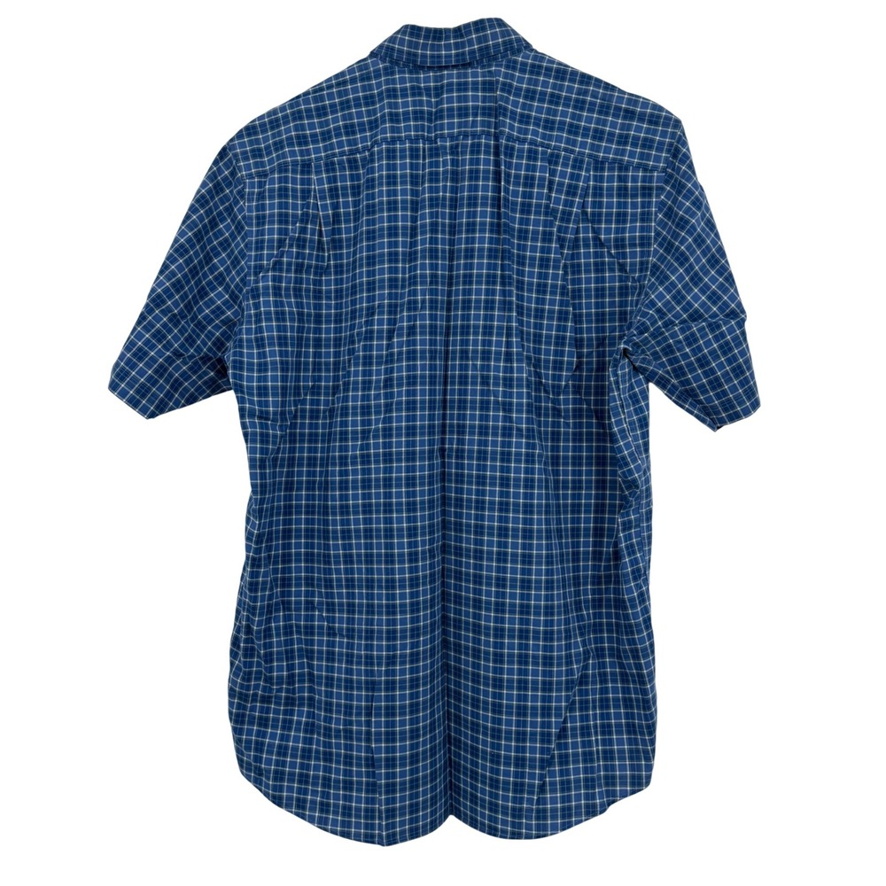 LL Bean Mens Traditional Fit Plaid Short Sleeve Button Down‎ Shirt Blue Green M - Picture 5 of 5